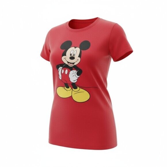 Disney Womens Red Mickey Mouse Graphic Tee Large - Picture 1 of 7